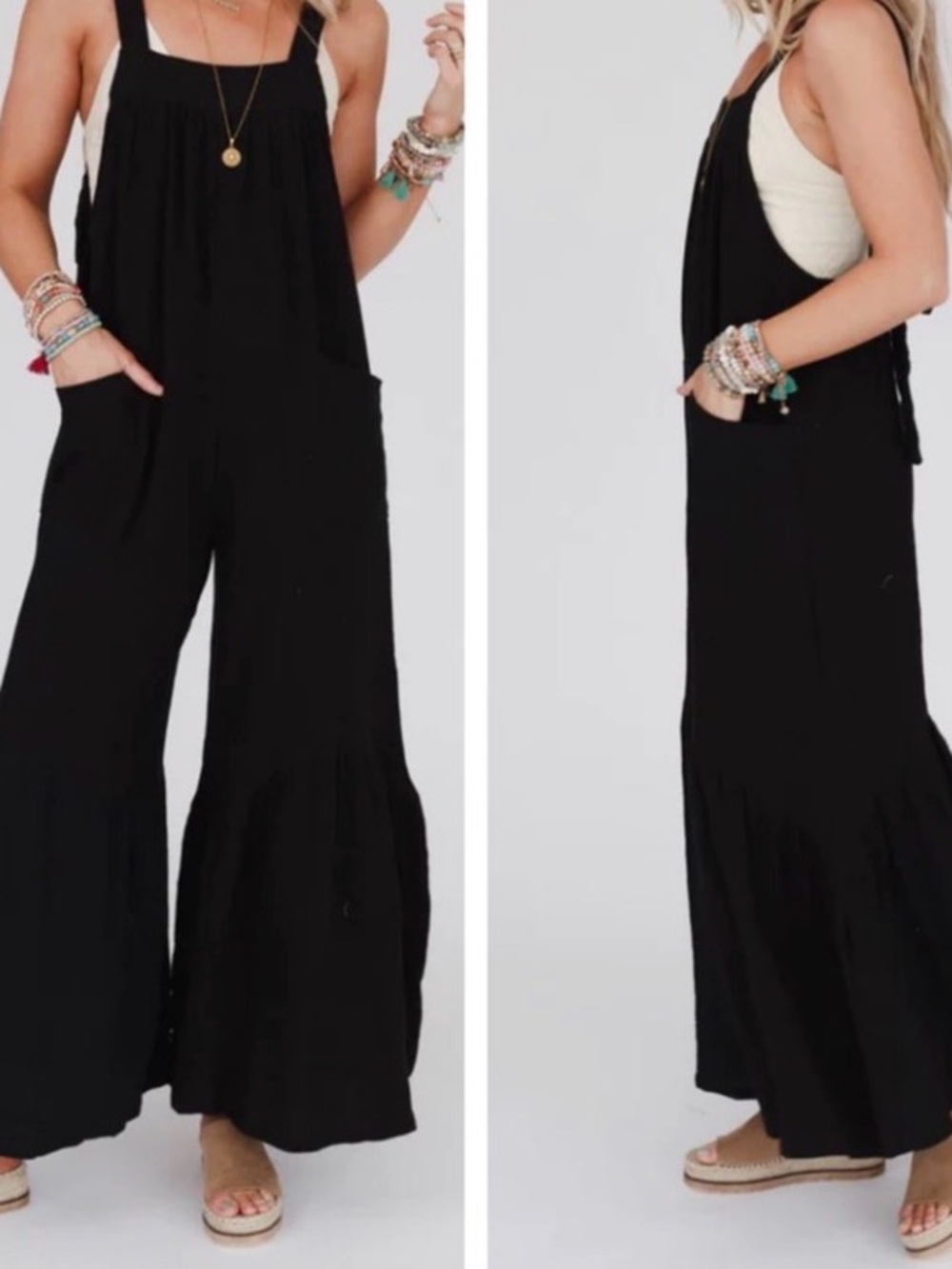 ShopEvelynne Black Wide Leg Sleeveless Jumpsuit